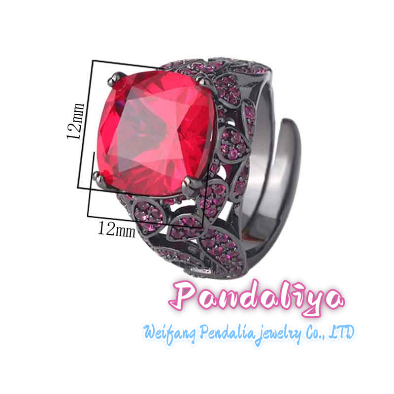 Colored Gemstone Ring: Light luxury design, fashionable trend, personalized gemstone embellishment, black gold material highlights taste and quality.