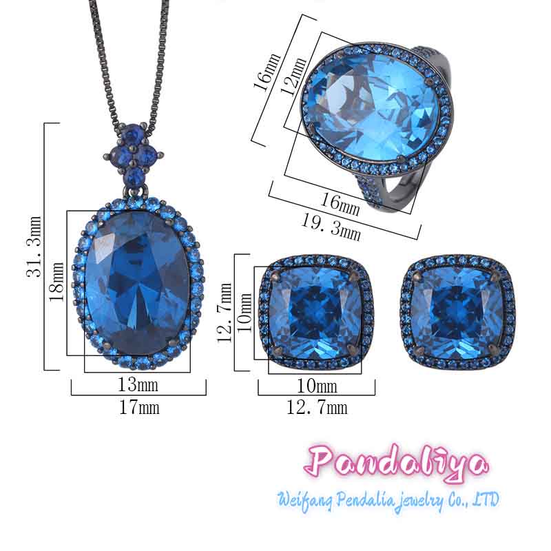 Black gold imitation blue spinel set, creating a fashionable personality, showcasing unique charm, achieving your own fashion legend!