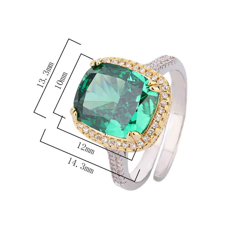 Color gemstone ring, adorned with square diamonds, exudes noble temperament and luxurious style. The delicate ice flower cutting highlights its elegant charm!