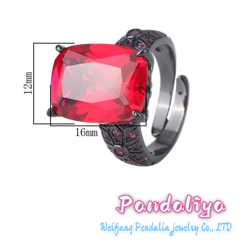 Colorful Gemstone Ring: Crafted in black gold, perfectly complemented by red spinel and blue kyanite, showcasing a trendy and avant-garde style, exuding unique charm.