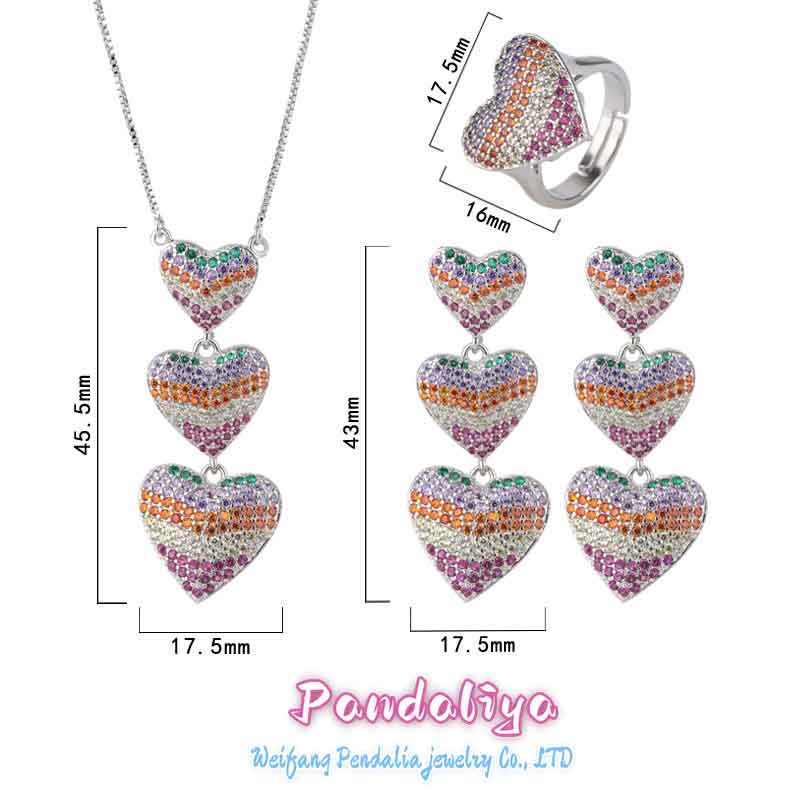 Colorful diamond heart-shaped set: Luxurious heart-shaped design, exquisite colorful diamond inlay, showcasing noble temperament, the choice of exquisite craftsmanship.