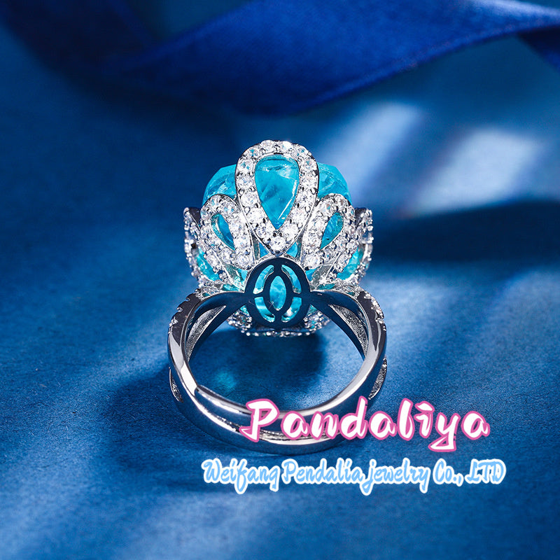 Colored Gemstone Ring: Classic style, light luxury design, showcasing elegant splendor, achieving dazzling beauty of fashion.