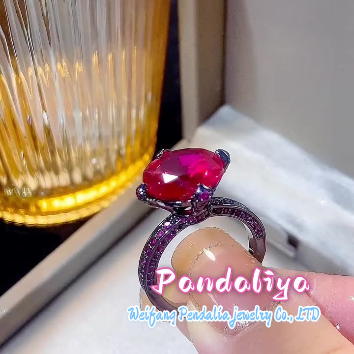 Simulated Gemstone Ring: Crafted in Black Gold, Unique Design, Showcasing Personal Charm, Displaying Fashion Taste and Confidence.