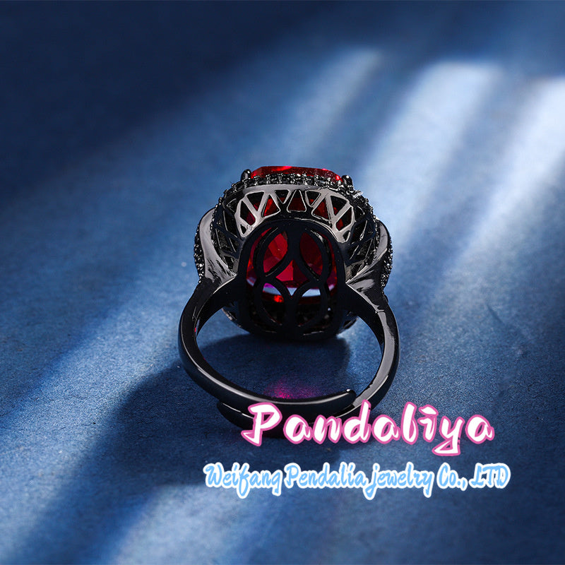 Colorful Gemstone Ring: Luxurious and Elegant, Magnificently Radiant. The colorful gemstones emit charming brilliance, while the black gold material adds a touch of nobility to your demeanor.