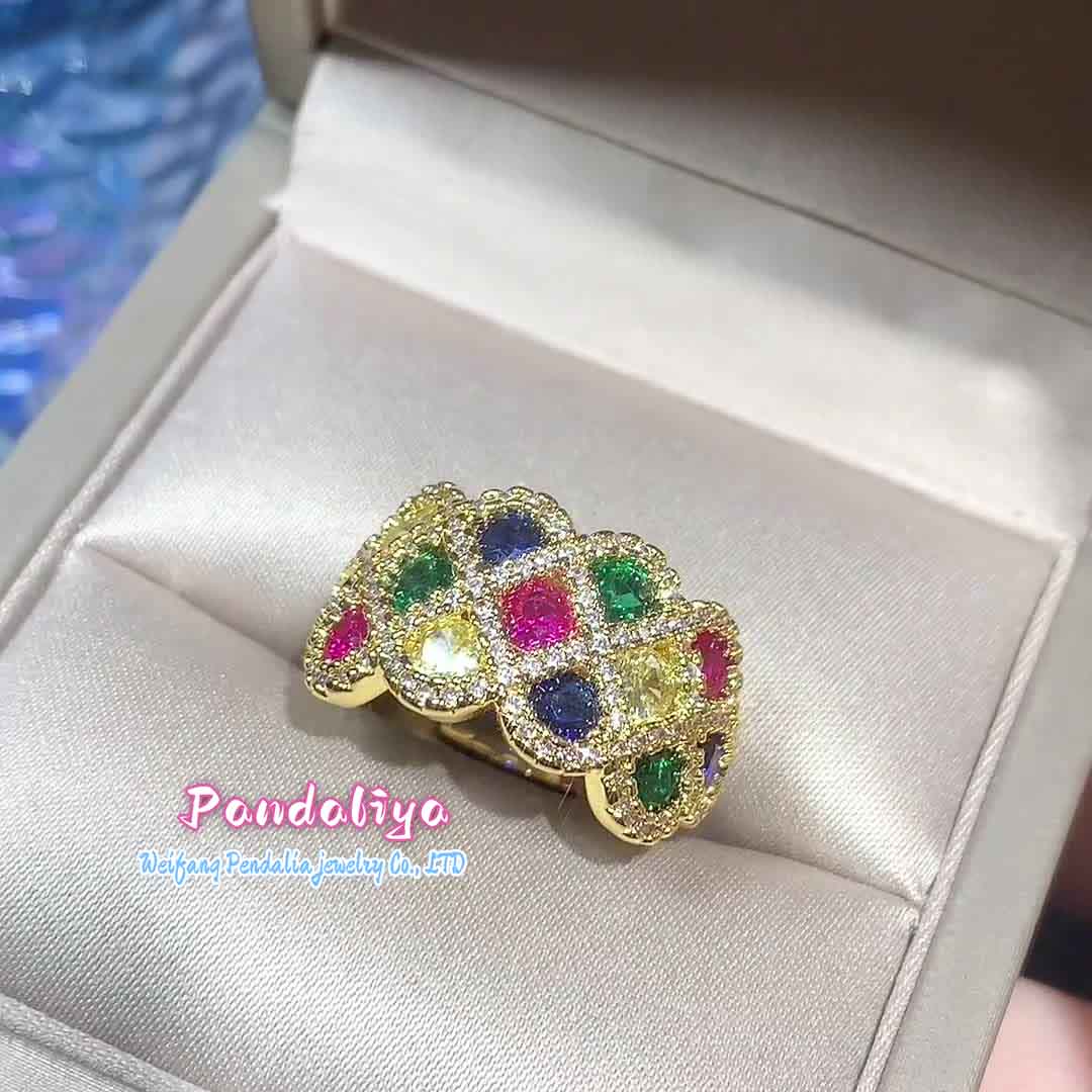 Colorful hues, luxurious 18k gold-plated ring, exuding nobility and elegance, adding a touch of vibrant color to your look!