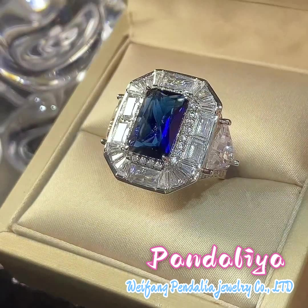 Imitation gemstone ring, exquisite inlay craftsmanship, adorned with magnificent square diamonds, showcasing an elegant and noble temperament, exuding captivating charm, making you the radiant star in the crowd!