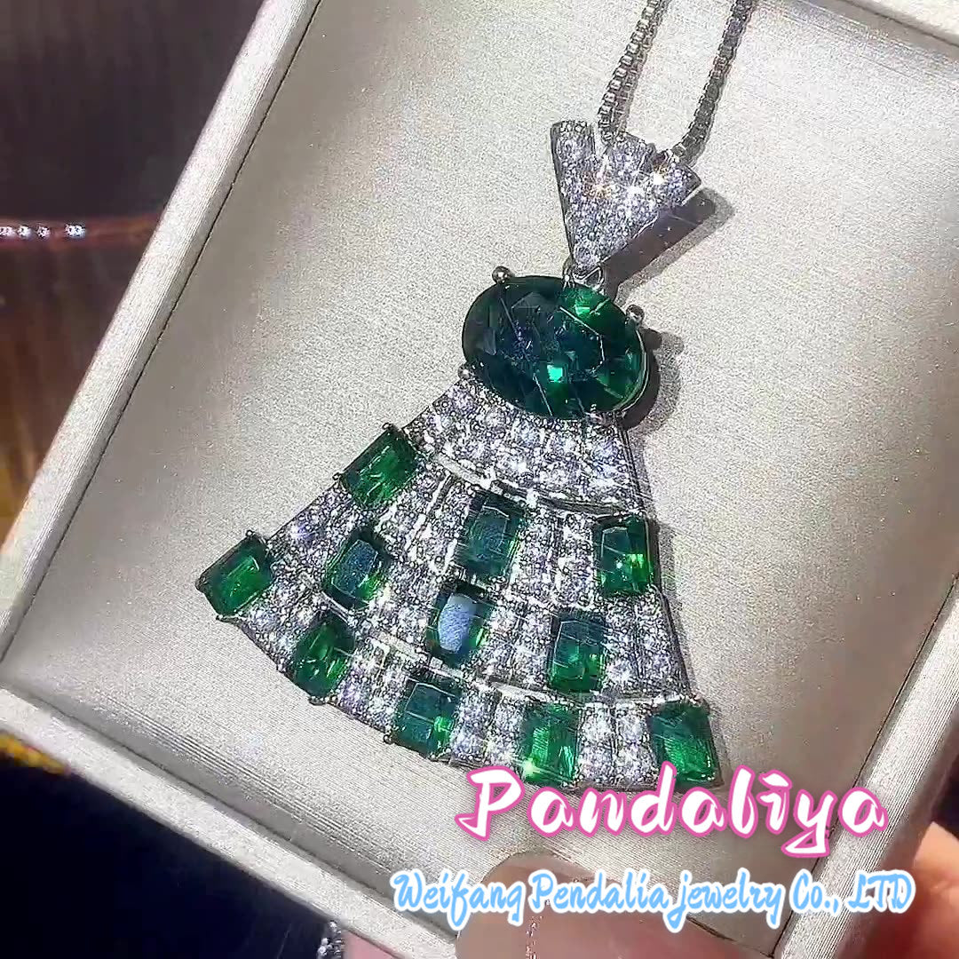 Colorful gemstone necklace, with an elegant skirt-shaped design and exquisite diamond embellishments, showcases your fashionable taste and unique style, making you a standout in the trend!