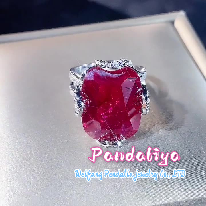 Colored Gemstone Ring: Classic style, light luxury design, showcasing elegant splendor, achieving dazzling beauty of fashion.