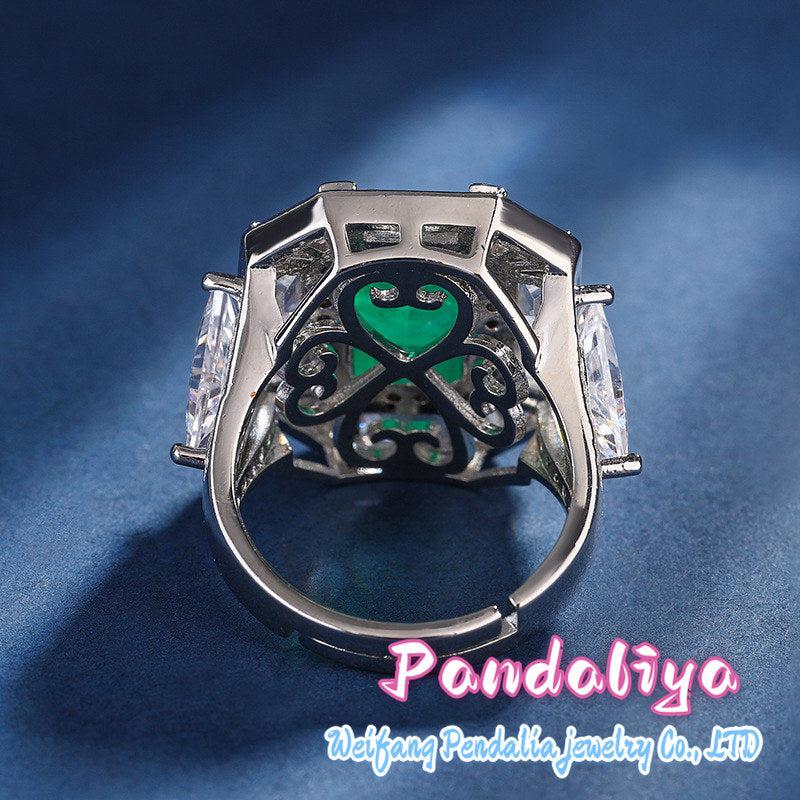 Imitation gemstone ring, exquisite inlay craftsmanship, adorned with magnificent square diamonds, showcasing an elegant and noble temperament, exuding captivating charm, making you the radiant star in the crowd!