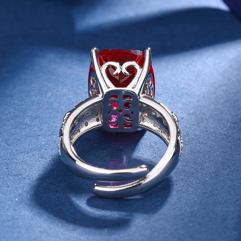 Colorful gemstone ring, featuring a unique retro design, adorned with colorful gemstones, exudes fashionable charm, and becomes a captivating focal point!