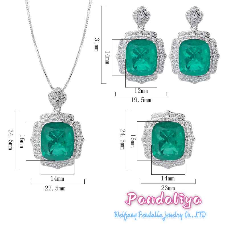 Emerald set, resembling a beautiful garden of Eden, with a classic design fully adorned with diamonds, and enhanced by 18k gold plating for a more luxurious feel.