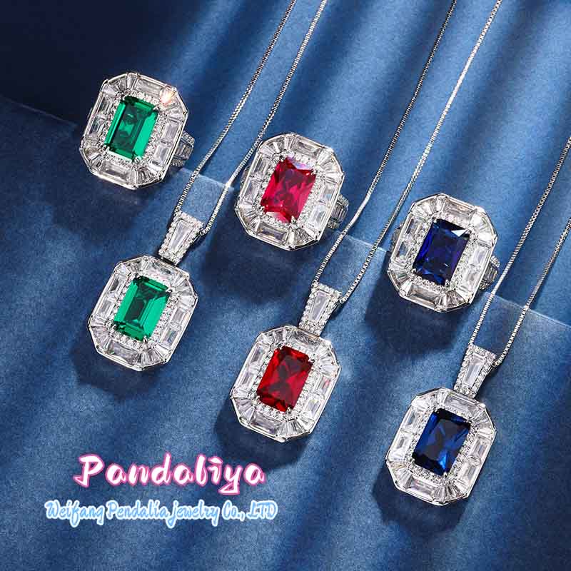 Exclusive customization! A set of emerald, red garnet, and blue topaz, luxurious colored gems, showcasing premium quality in every detail!