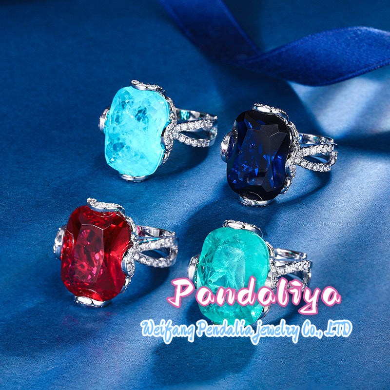 Colored Gemstone Ring: Classic style, light luxury design, showcasing elegant splendor, achieving dazzling beauty of fashion.