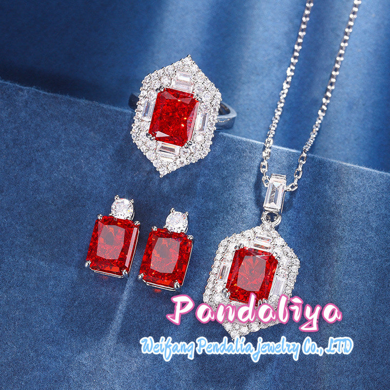 Red Jaspe Set: Magnificent Luxury Embedding, Shining like Stars, Emitting the Ultimate Radiance, Making You the Visual Focus.