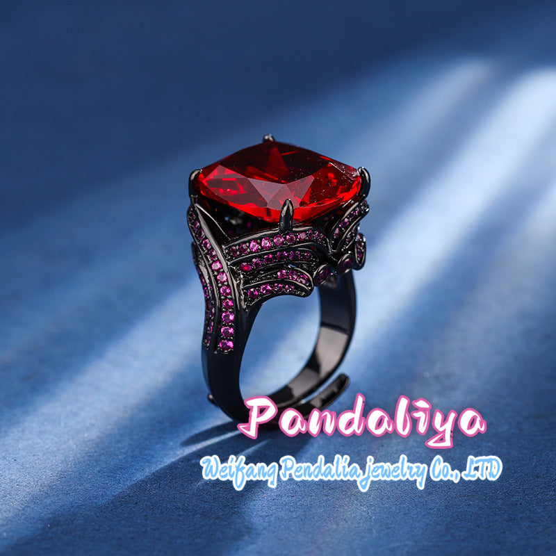 Gemstone Ring: Luxurious and Elegant, Radiant with Colorful Gemstones, Enhanced by Black Gold for Elevated Taste and Nobility.