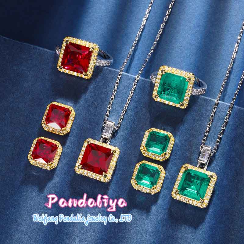 Colorful Gemstone Set, Princess Cut Design, a Timeless Classic, Showcasing Unparalleled Luxury and Charm, Captivating Hearts and Minds.