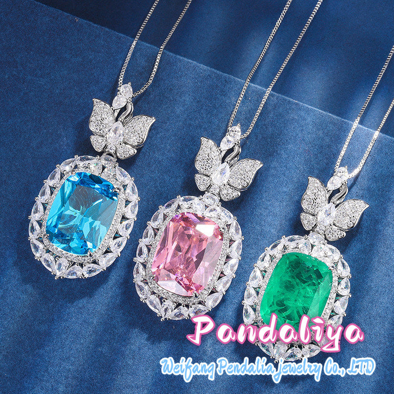 Colorful gemstone necklace, inspired by butterflies, radiates noble temperament and luxurious charm, exuding enchanting brilliance!