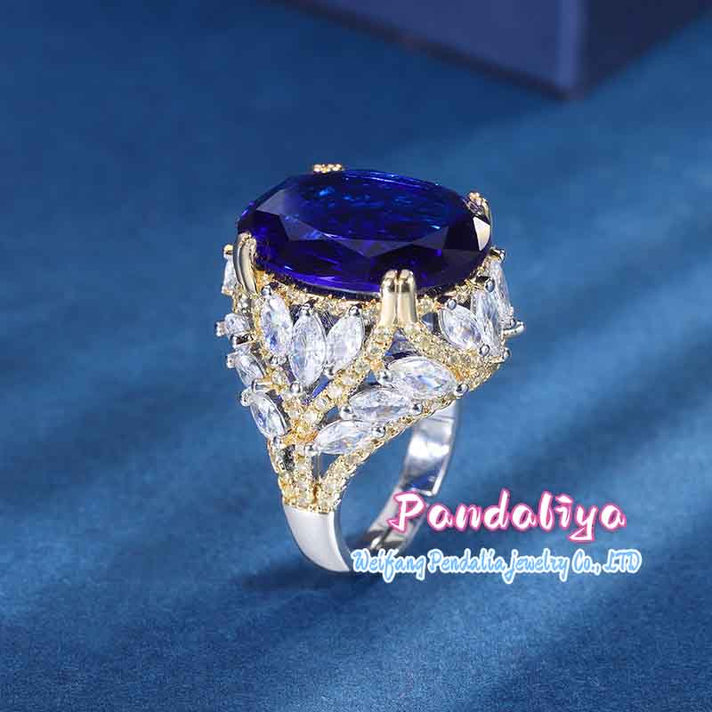 Sapphire ring with diamond inlay, featuring a splendid design that exudes luxurious quality and radiates brilliant light!