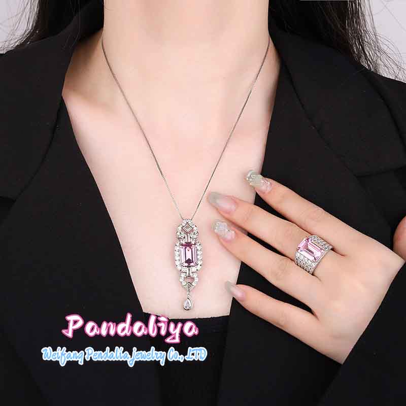 Pink Diamond Ring and Necklace Set, Light and Beautiful, Showcasing a Fresh and Youthful Aura. Exclusive Promotion, Don't Miss Out on the Special Offers!