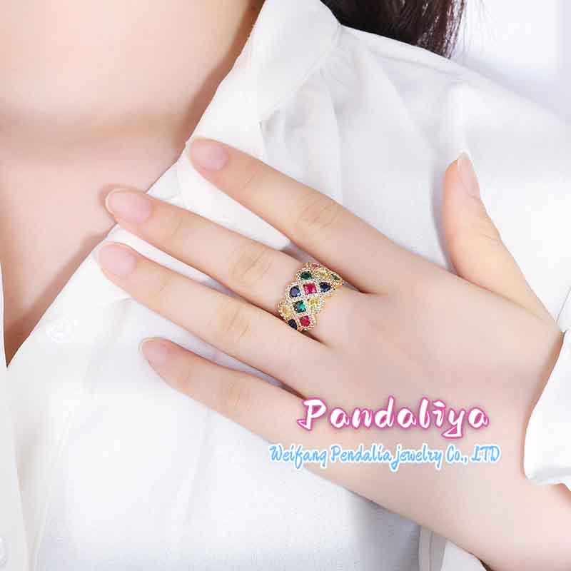 Colorful hues, luxurious 18k gold-plated ring, exuding nobility and elegance, adding a touch of vibrant color to your look!