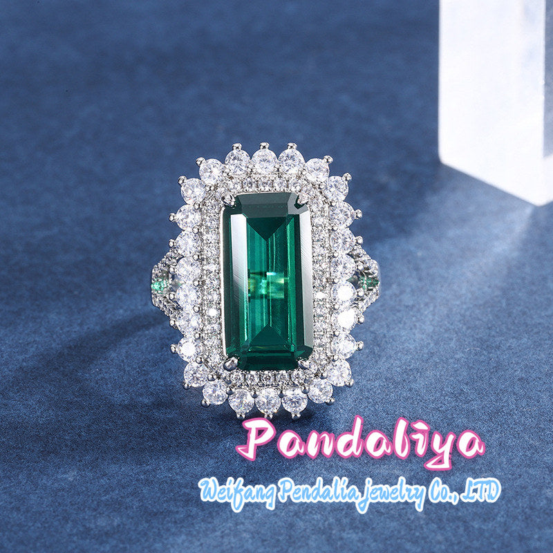 Classic Rectangular Ring with Diamond Inlay: Timeless classic design, adorned with magnificent diamond embellishments, emitting enchanting radiance, showcasing elegance and sophistication.