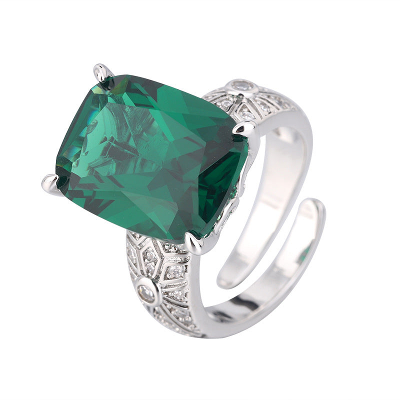 Colorful gemstone ring, featuring a unique retro design, adorned with colorful gemstones, exudes fashionable charm, and becomes a captivating focal point!