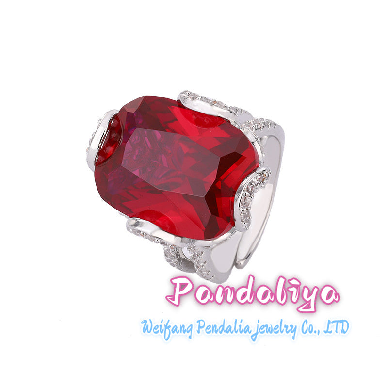 Colored Gemstone Ring: Classic style, light luxury design, showcasing elegant splendor, achieving dazzling beauty of fashion.