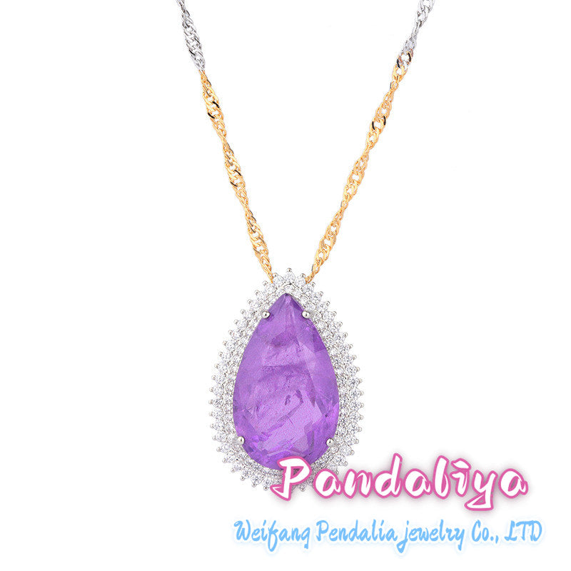 Colorful Gemstone Necklace, Teardrop Design: Classic and Elegant  This colorful gemstone necklace, featuring a teardrop design, exudes timeless elegance, showcasing your refined taste and charming demeanor, making you the epitome of fashion.