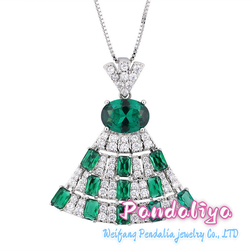 Colorful gemstone necklace, with an elegant skirt-shaped design and exquisite diamond embellishments, showcases your fashionable taste and unique style, making you a standout in the trend!