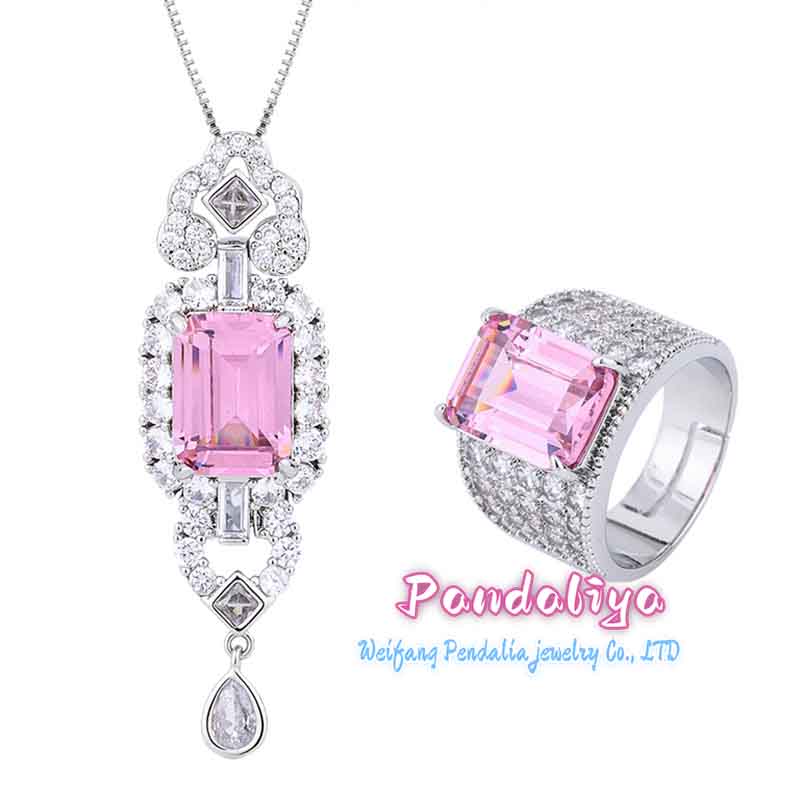 Pink Diamond Ring and Necklace Set, Light and Beautiful, Showcasing a Fresh and Youthful Aura. Exclusive Promotion, Don't Miss Out on the Special Offers!