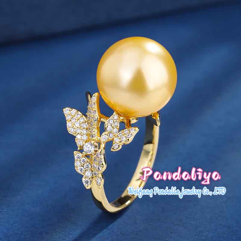 Golden Pearl Ensemble, meticulously handcrafted with diamond inlays, inspired by butterflies, showcasing unique charm and elegant demeanor.