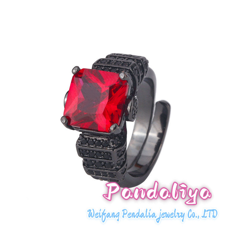 Simulated Gemstone Ring: Full of Personality, Unique Design, Black Gold Material Showcasing Fashion Taste, Displaying Unique Charm.