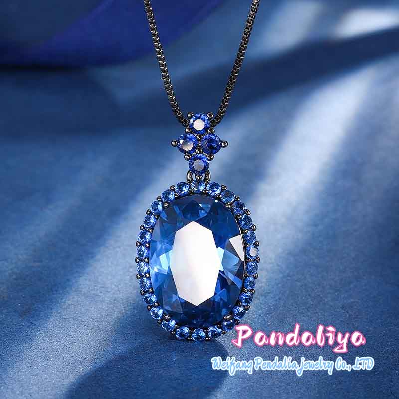 Black gold imitation blue spinel set, creating a fashionable personality, showcasing unique charm, achieving your own fashion legend!