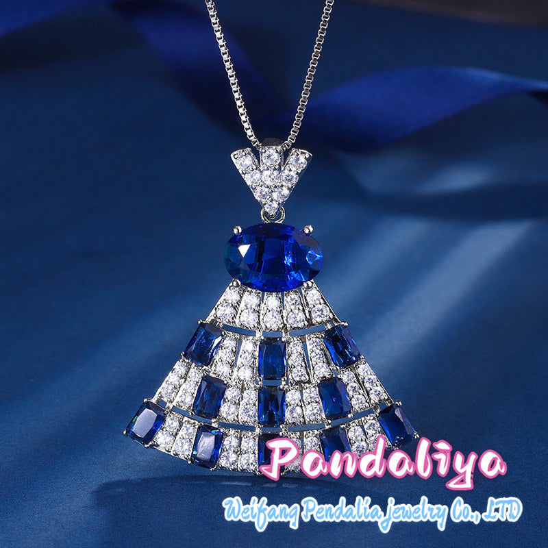 Colorful gemstone necklace, with an elegant skirt-shaped design and exquisite diamond embellishments, showcases your fashionable taste and unique style, making you a standout in the trend!