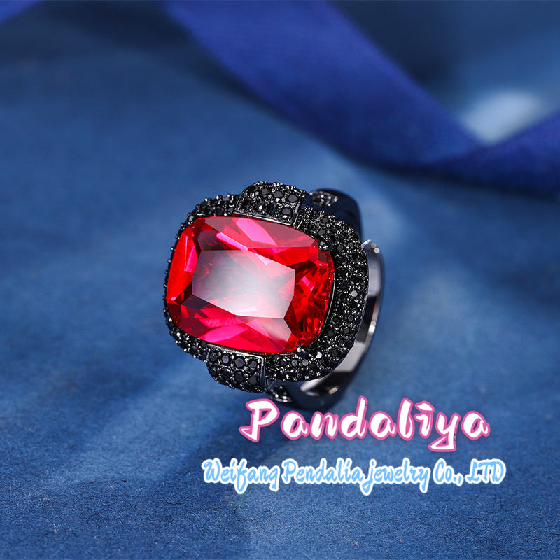 Colorful Gemstone Ring: Luxurious and Elegant, Magnificently Radiant. The colorful gemstones emit charming brilliance, while the black gold material adds a touch of nobility to your demeanor.