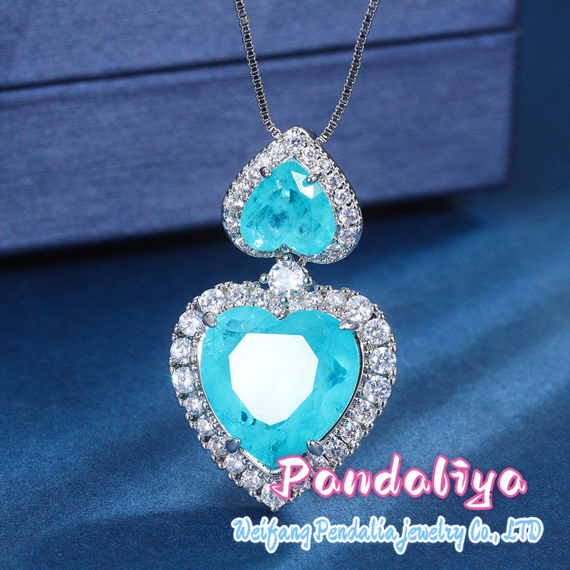 Gemstone necklace, with exquisite heart-shaped design, shimmering with embedded diamonds, emanating a romantic and aesthetic aura, showcasing your unique interpretation of love!