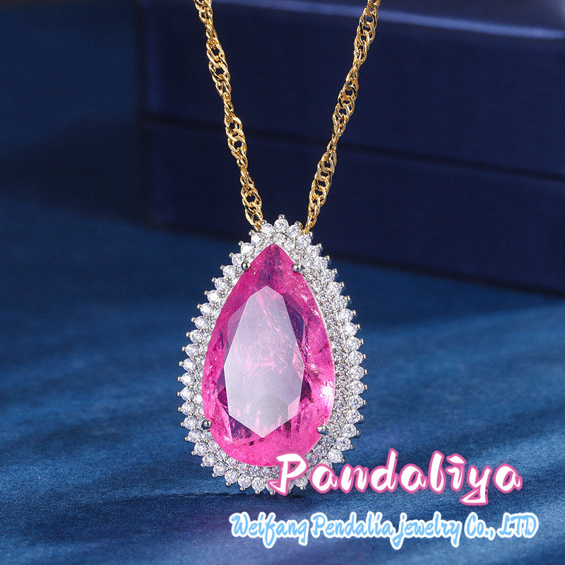 Colorful Gemstone Necklace, Teardrop Design: Classic and Elegant  This colorful gemstone necklace, featuring a teardrop design, exudes timeless elegance, showcasing your refined taste and charming demeanor, making you the epitome of fashion.