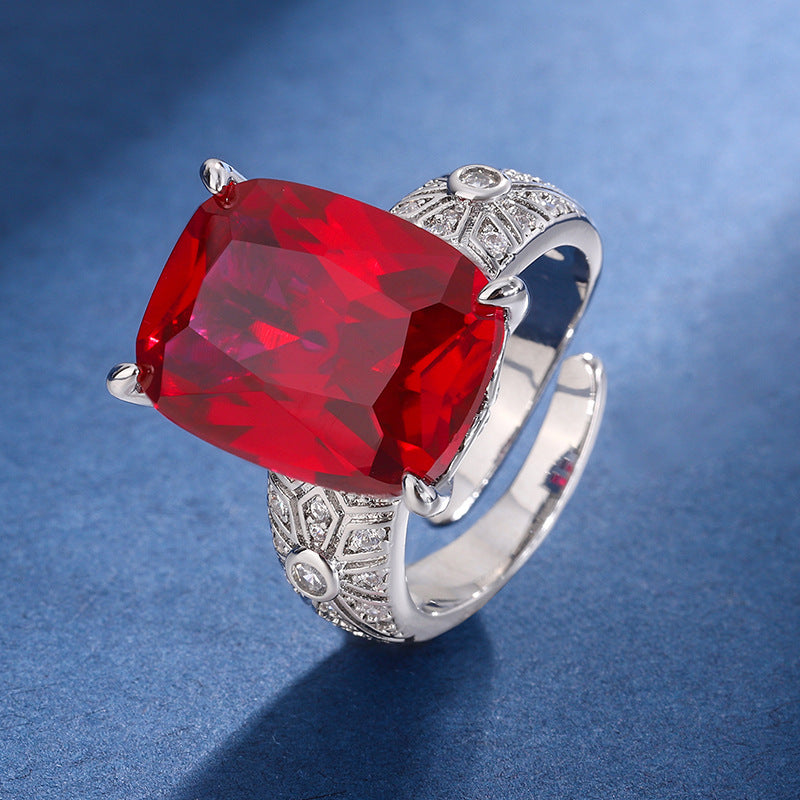 Colorful gemstone ring, featuring a unique retro design, adorned with colorful gemstones, exudes fashionable charm, and becomes a captivating focal point!