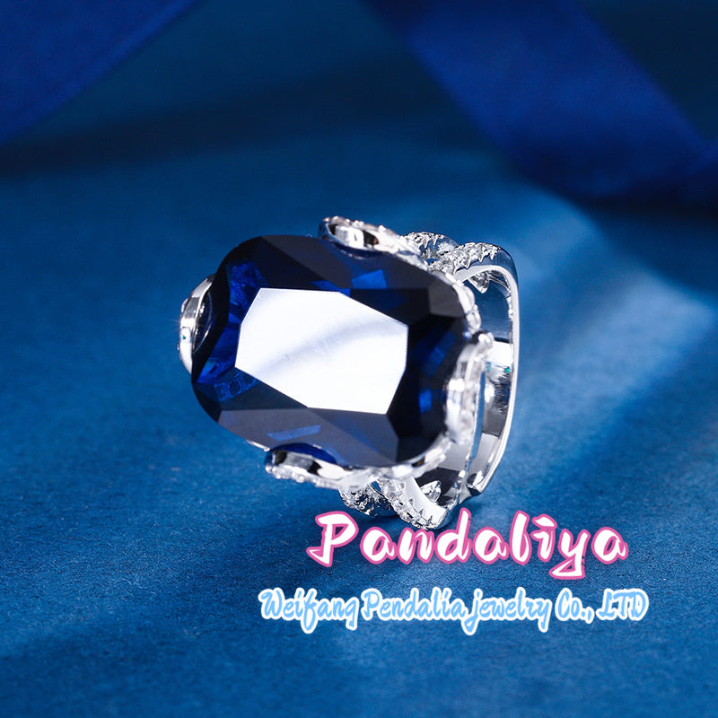 Colored Gemstone Ring: Classic style, light luxury design, showcasing elegant splendor, achieving dazzling beauty of fashion.