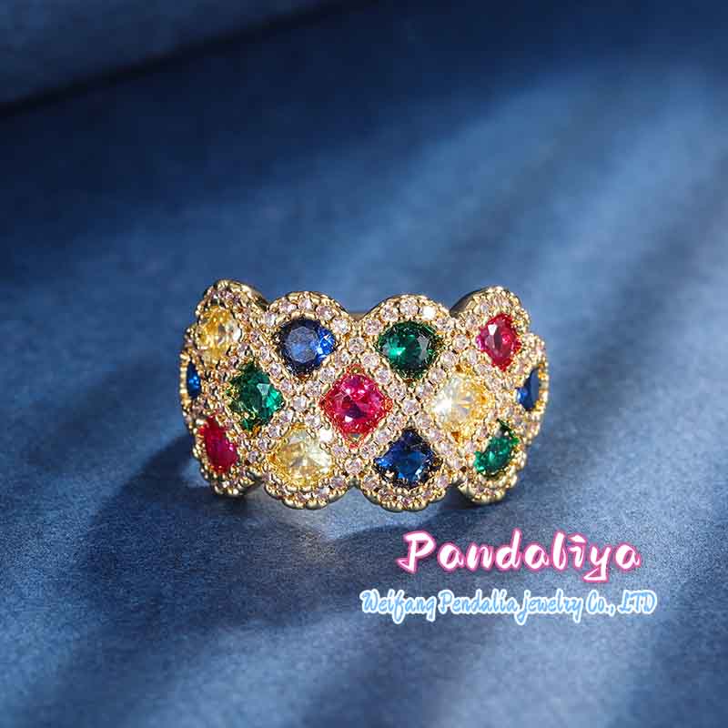 Colorful hues, luxurious 18k gold-plated ring, exuding nobility and elegance, adding a touch of vibrant color to your look!