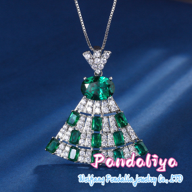 Colorful gemstone necklace, with an elegant skirt-shaped design and exquisite diamond embellishments, showcases your fashionable taste and unique style, making you a standout in the trend!