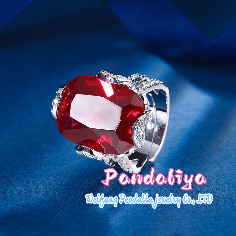 Colored Gemstone Ring: Classic style, light luxury design, showcasing elegant splendor, achieving dazzling beauty of fashion.