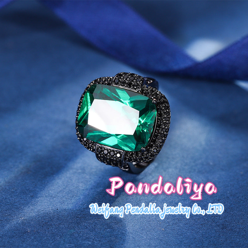 Colorful Gemstone Ring: Luxurious and Elegant, Magnificently Radiant. The colorful gemstones emit charming brilliance, while the black gold material adds a touch of nobility to your demeanor.