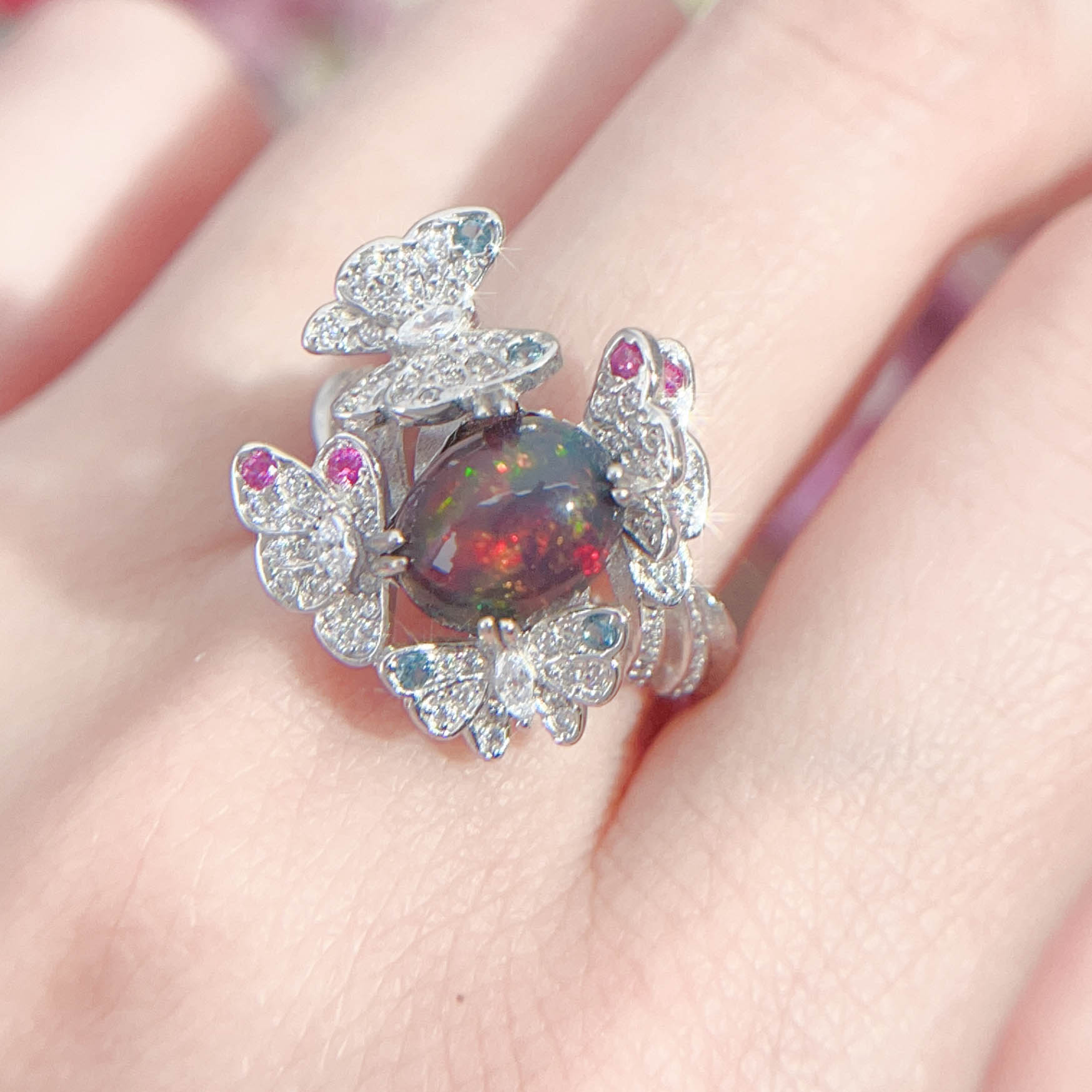 NO.44 [Customer wholesale price] S925 silver made natural gemstone ring,A total of 10 products, enough 10 or more to get 30% off