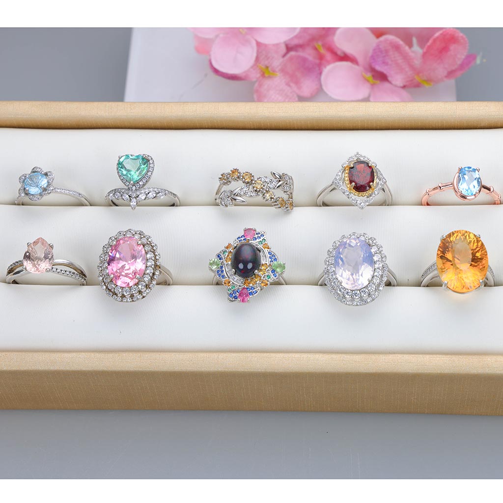 NO.3 [Customer wholesale price] S925 silver made natural gemstone ring,A total of 10 products, enough 10 or more to get 30% off