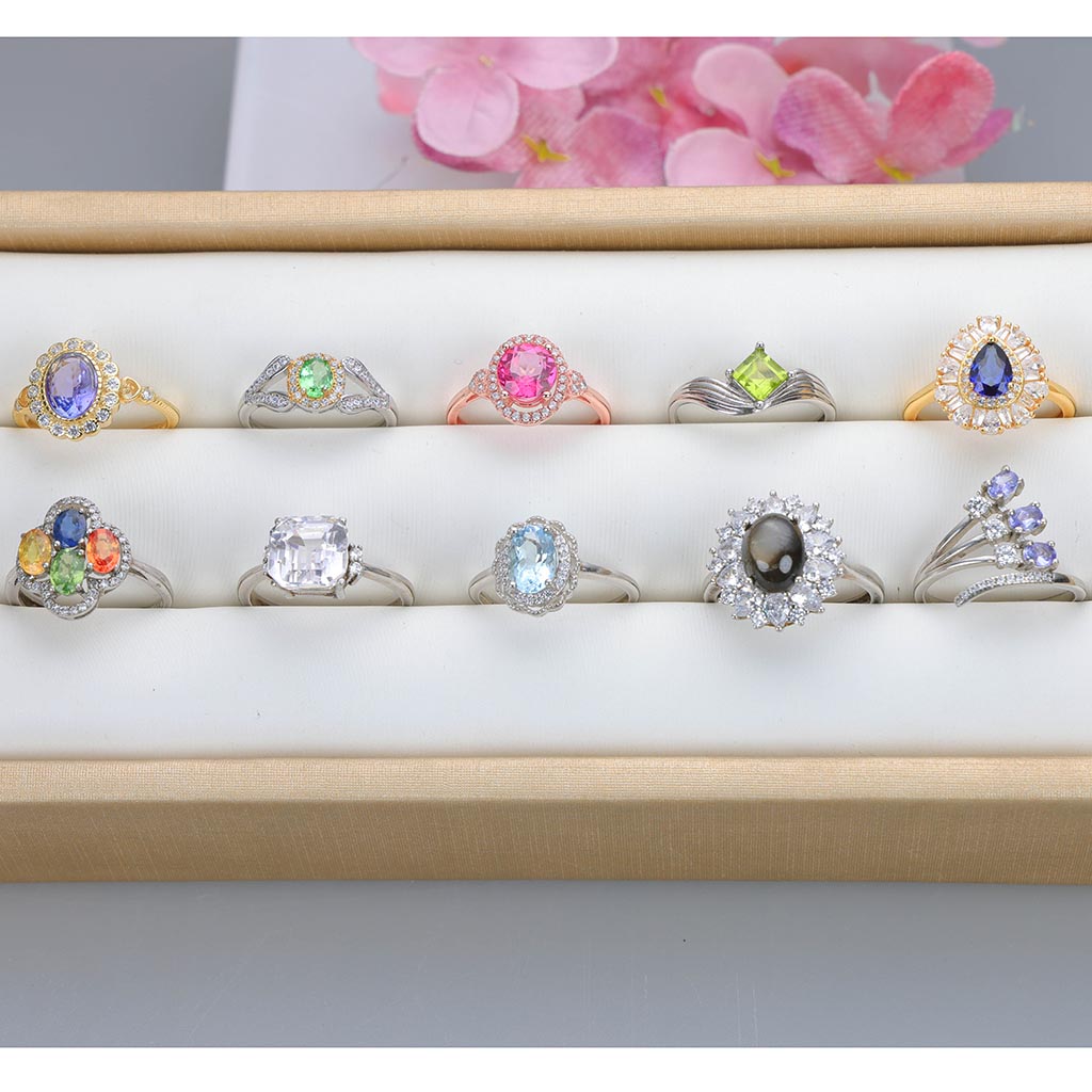 NO.5 [Customer wholesale price] S925 silver made natural gemstone ring,A total of 10 products, enough 10 or more to get 30% off