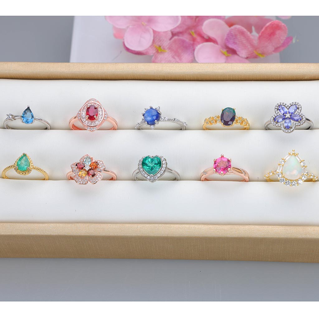 NO.6 [Customer wholesale price] S925 silver made natural gemstone ring,A total of 10 products, enough 10 or more to get 30% off