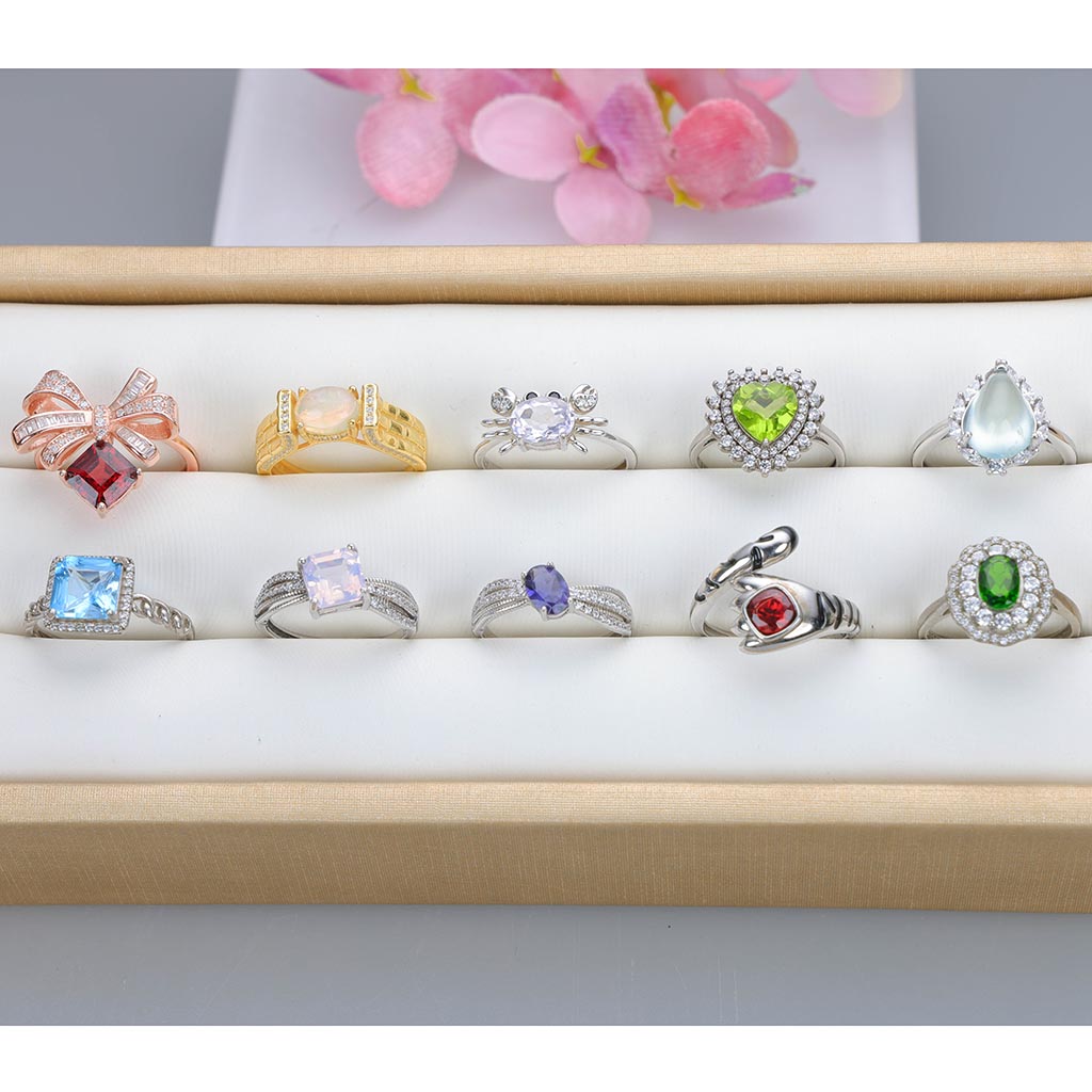 NO.7 [Customer wholesale price] S925 silver made natural gemstone ring,A total of 10 products, enough 10 or more to get 30% off