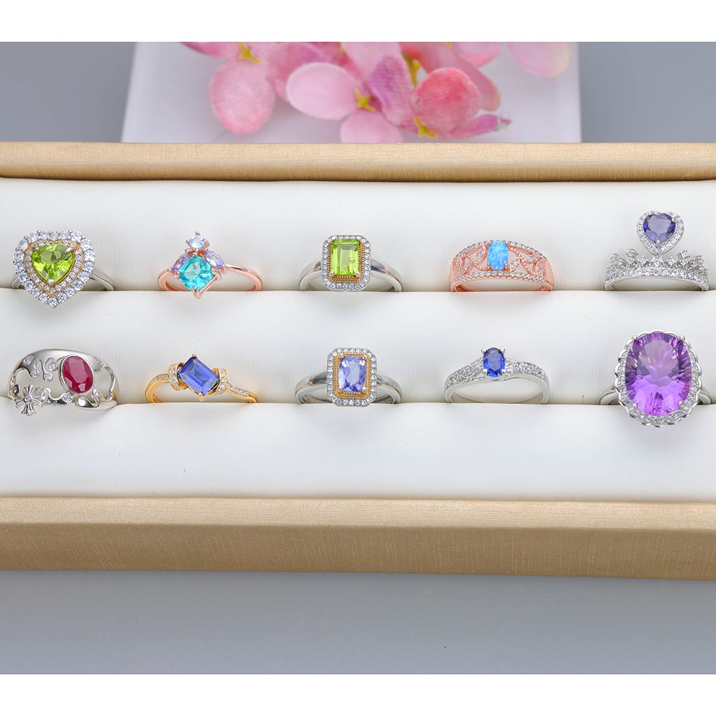 NO.8 [Customer wholesale price] S925 silver made natural gemstone ring,A total of 10 products, enough 10 or more to get 30% off