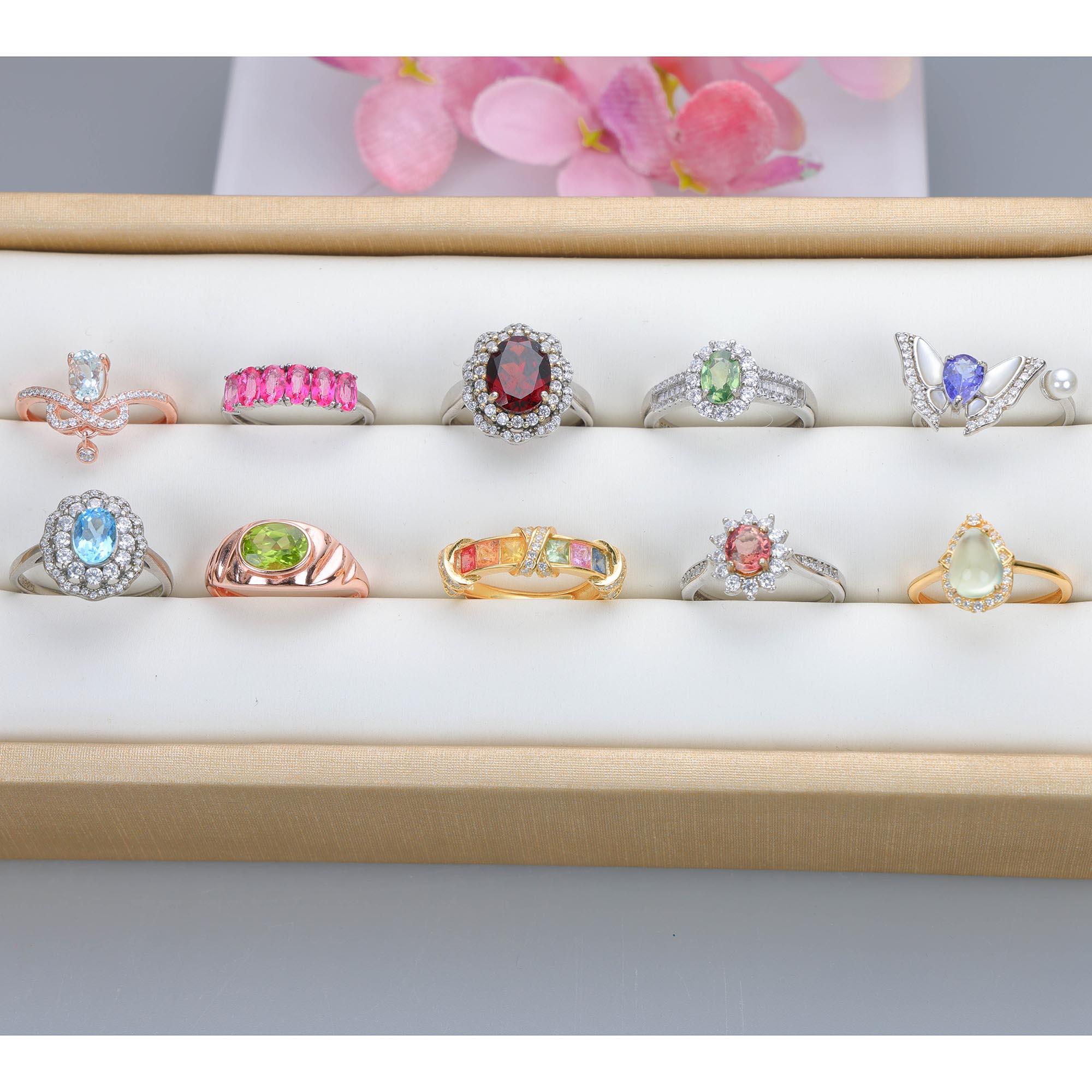 NO.19[Customer wholesale price] S925 silver made natural gemstone ring,A total of 10 products, enough 10 or more to get 30% off